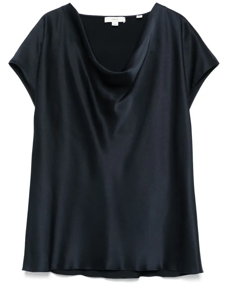 Vince Top mit Wasserfallkragen - Blau Blau