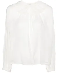 DÔEN Jana Bluse mit Rüschendetail Weiß