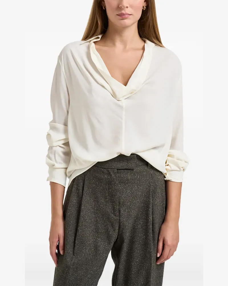 Semicouture butter-colored shawl-neck shirt - Weiß Weiß