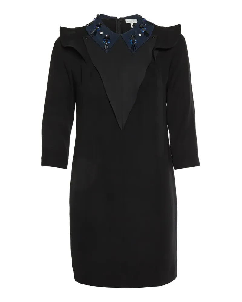 Sandro embellished-collar ruffle-detail midi dress - Schwarz Schwarz