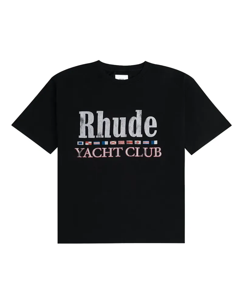 RHUDE T-Shirt mit Flaggendetail - Schwarz Schwarz