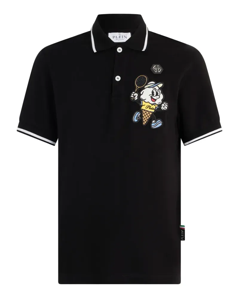 Philipp Plein Poloshirt mit Eiscreme-Print - Schwarz Schwarz