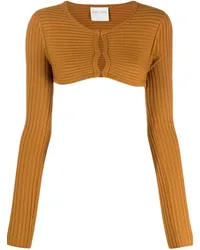 forte_forte Gerippter Cropped-Cardigan Orange