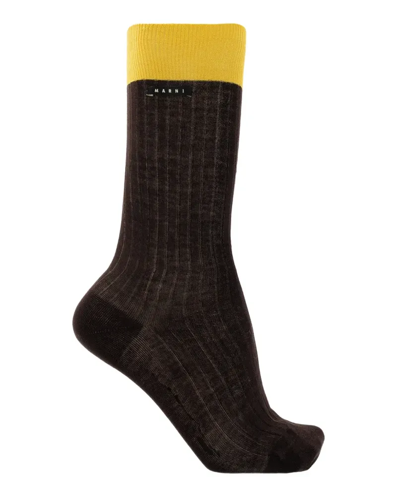 Marni Socken mit Kontrastbündchen - Braun Braun
