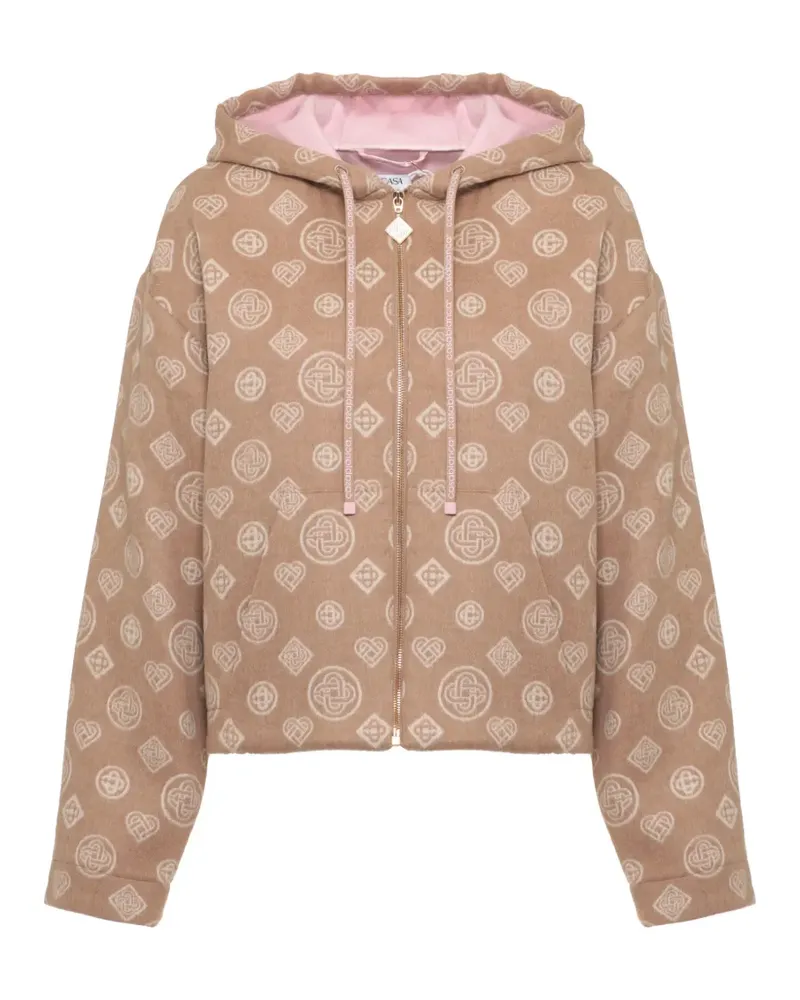 Casablanca Paris monogram-pattern wool hoodie - Nude Nude