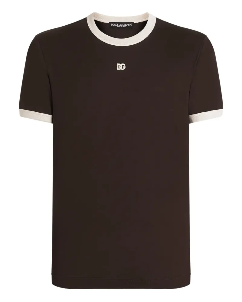 Dolce & Gabbana T-Shirt mit Logo-Stickerei - Braun Braun