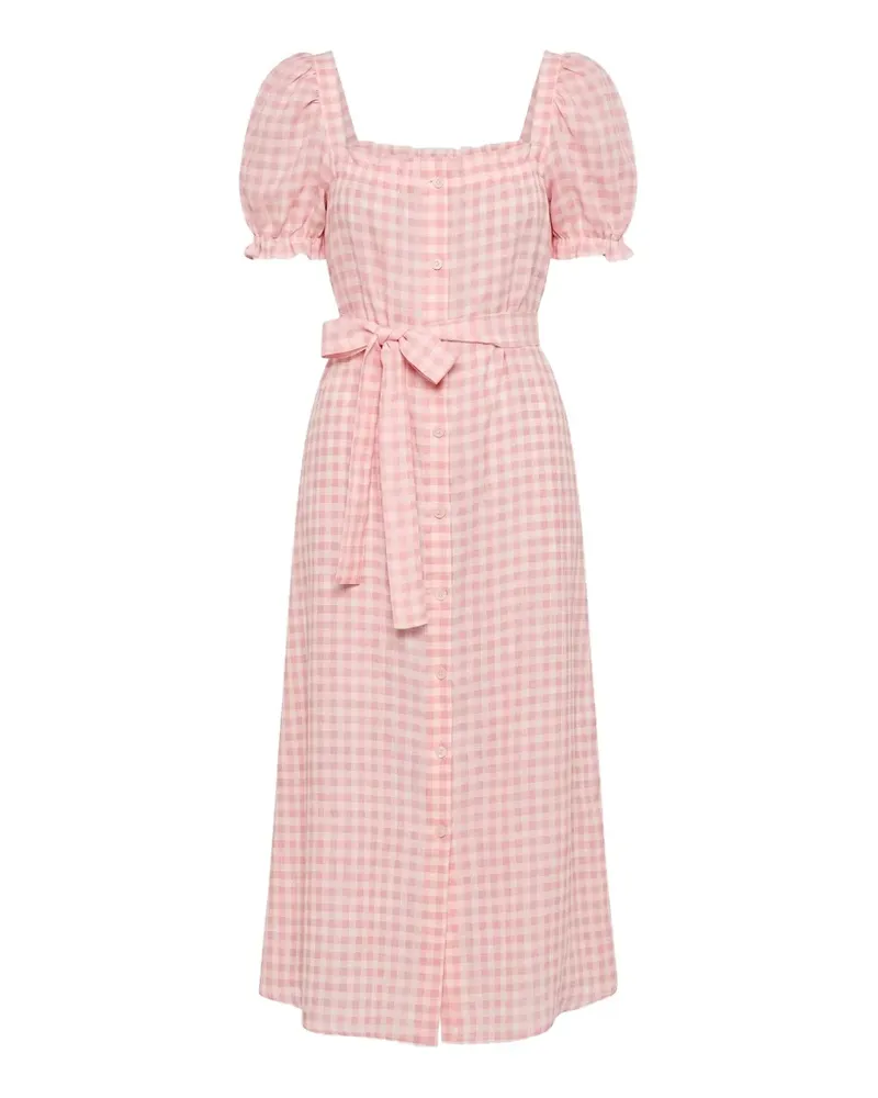 SLEEPER Brigitte Maxikleid aus Leinen mit Vichy-Karo - Rosa Rosa