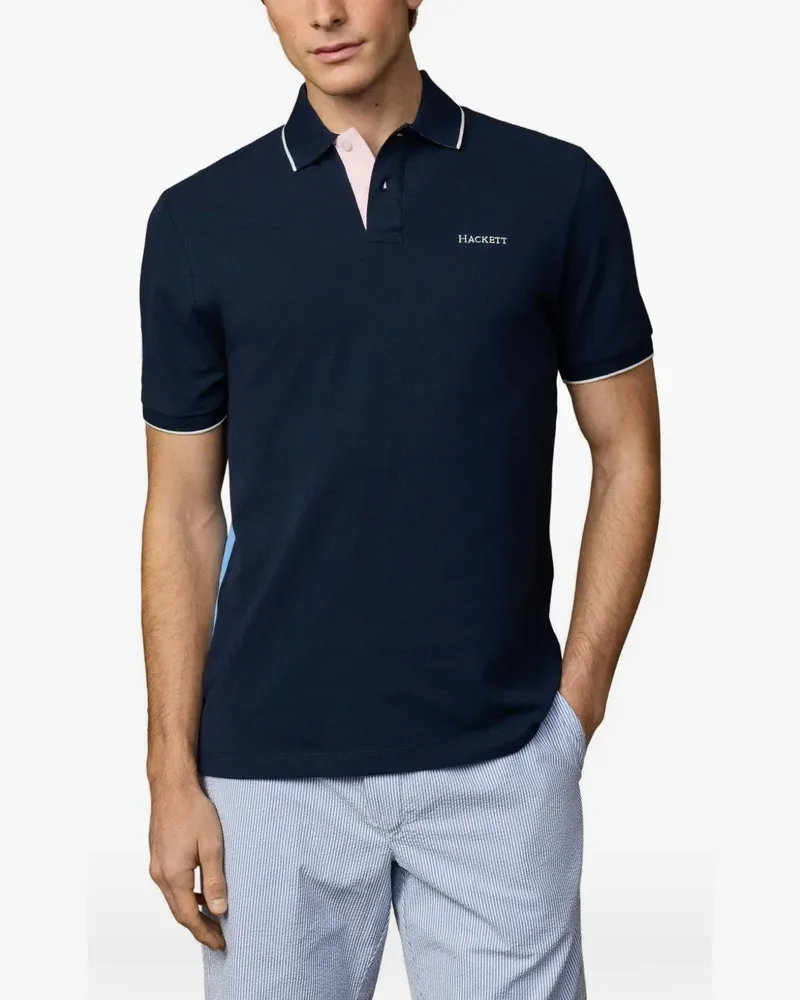 Hackett Heritage Poloshirt mit Schärpe - Blau Blau