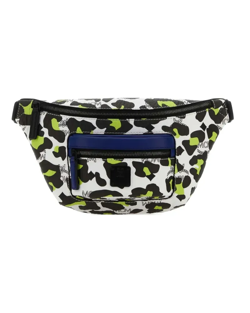 MCM Mini Fursten Gürteltasche mit Leoparden-Print - Weiß Weiß