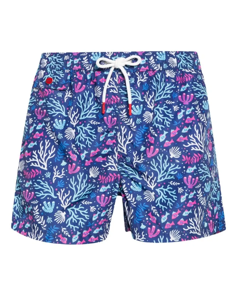 Kiton Badeshorts mit Print Blau