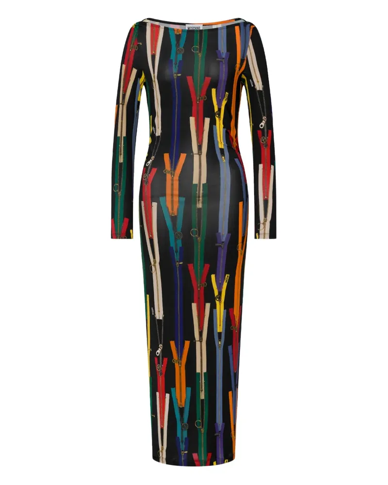 Moschino Midikleid mit abstraktem Print - Schwarz Schwarz