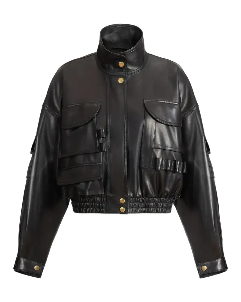 Balmain Bomberjacke aus Leder - Schwarz Schwarz