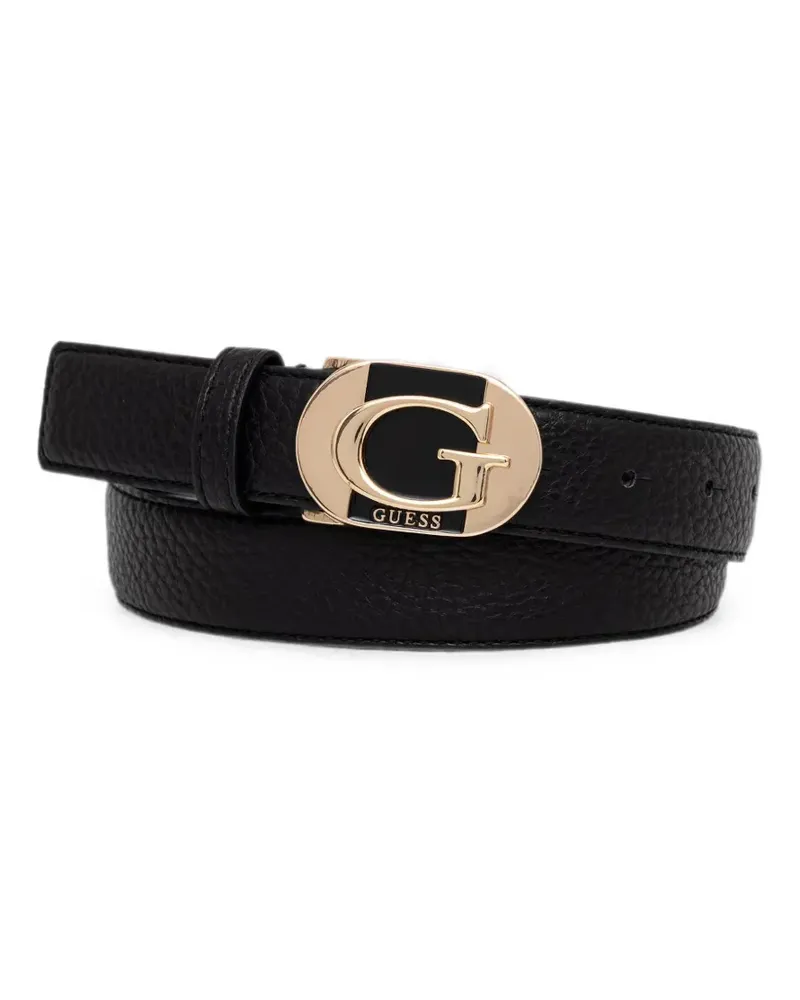 Guess logo-plaque pebbled belt - Schwarz Schwarz