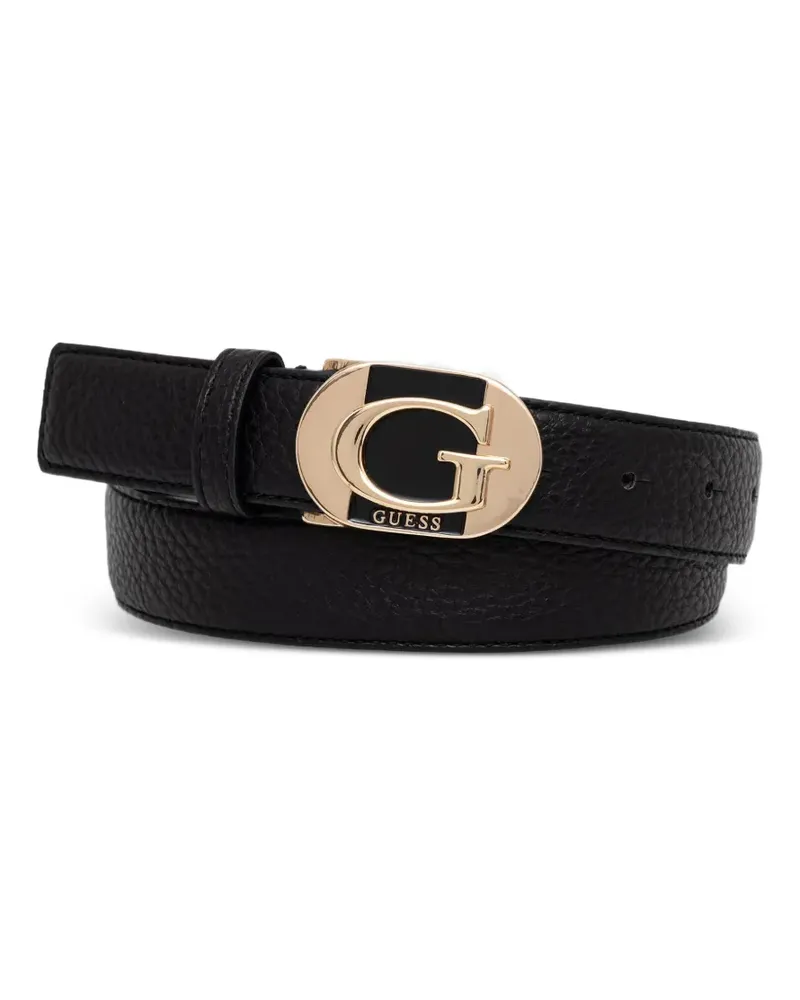 Guess logo-plaque pebbled belt - Schwarz Schwarz