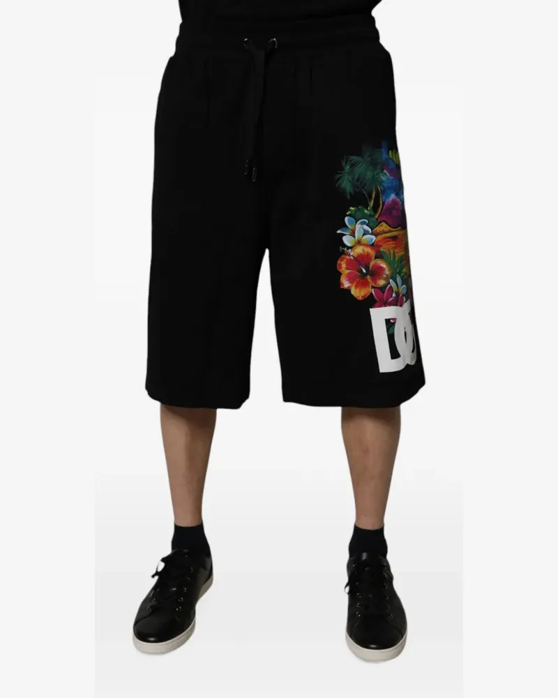 Dolce & Gabbana tropical-print DG shorts - Schwarz Schwarz
