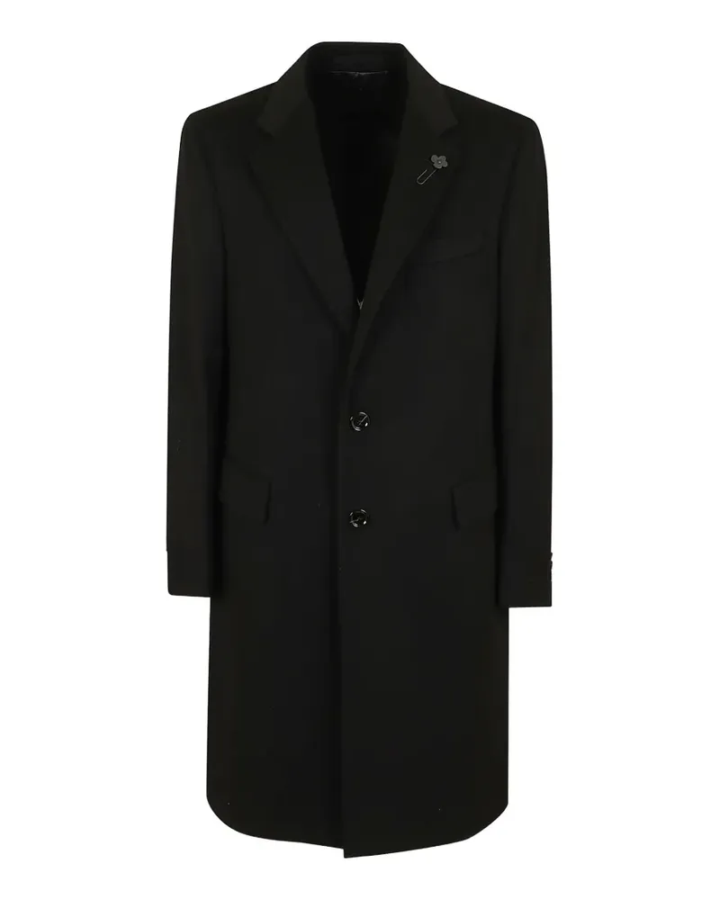 LARDINI flower-lapel pin single-breasted coat - Schwarz Schwarz