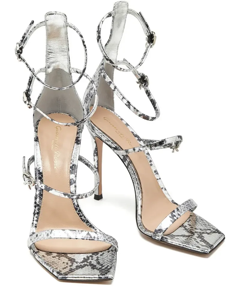 Gianvito Rossi embossed ribbon sandals - Silber Silber