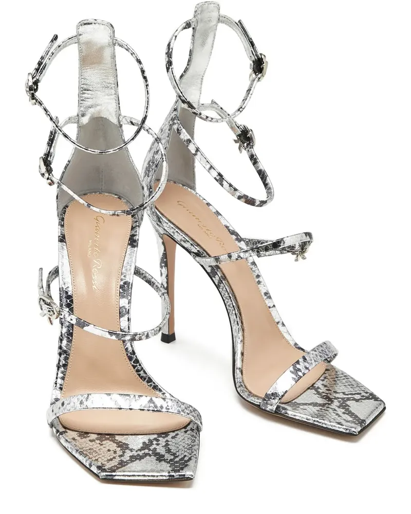 Gianvito Rossi Sandalen mit geprägten Schleifen - Silber Silber