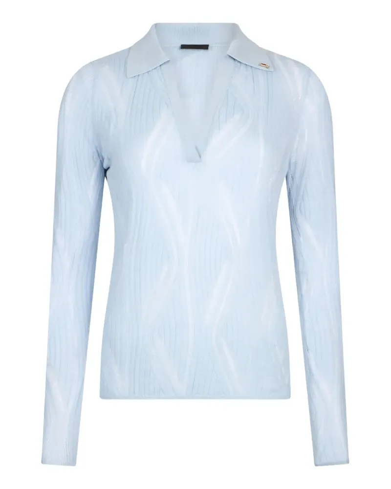 Liu Jo V-neck ribbed top - Blau Blau