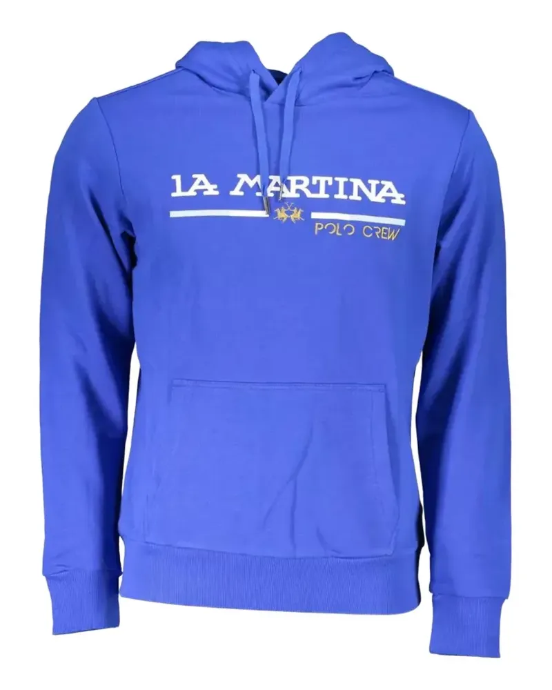 La Martina embroidered logo-print hoodie - Blau Blau