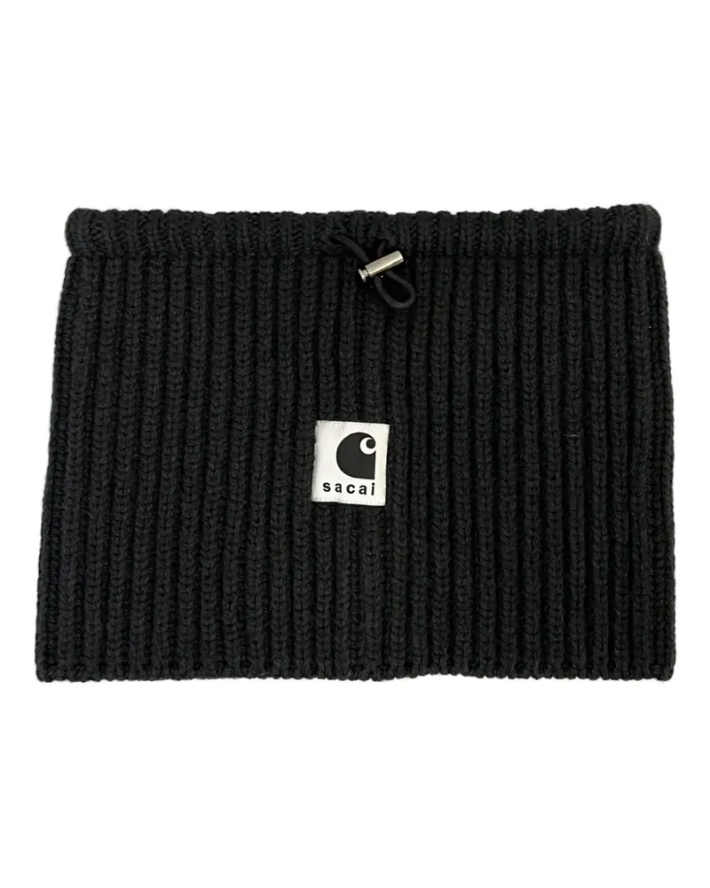 Sacai x Carhartt WIP gerippter Rundschal mit Logo - Schwarz Schwarz