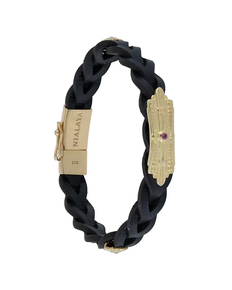 Nialaya Armband mit Schnürung - Schwarz Schwarz