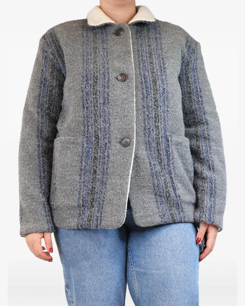 James Perse check fleece-lined jacket - Grau Grau