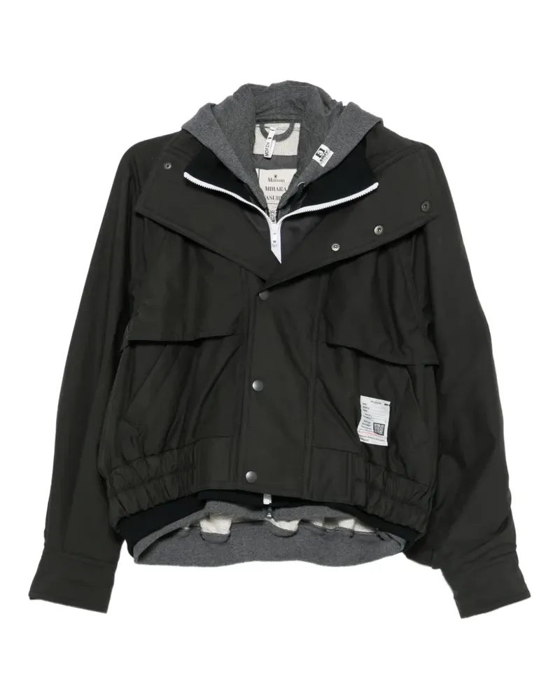 MIHARAYASUHIRO layered-design hooded jacket - Schwarz Schwarz