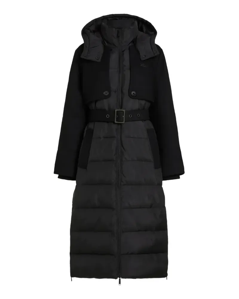 Karl Lagerfeld Lange Steppjacke mit Gürtel - Schwarz Schwarz