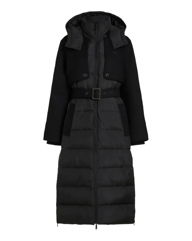 Karl Lagerfeld Lange Steppjacke mit Gürtel - Schwarz Schwarz