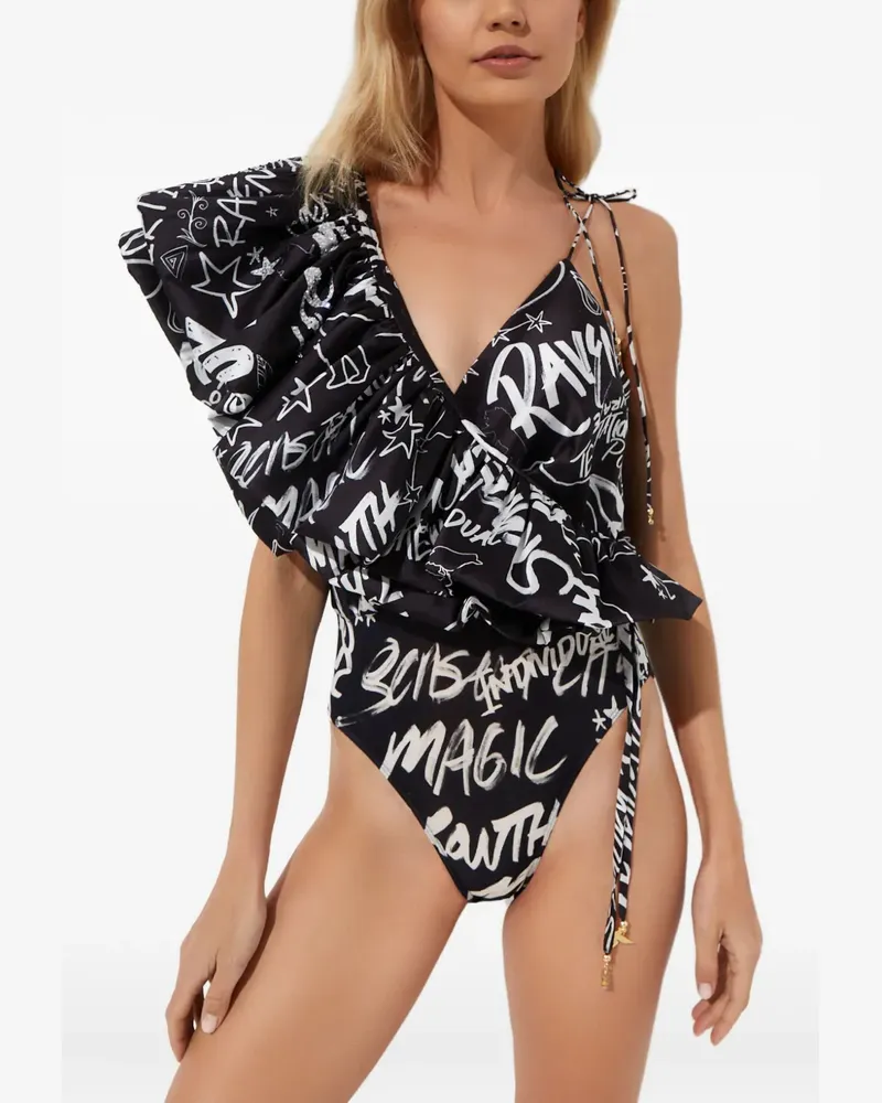 Camilla ruffled spirit scribble body - Schwarz Schwarz