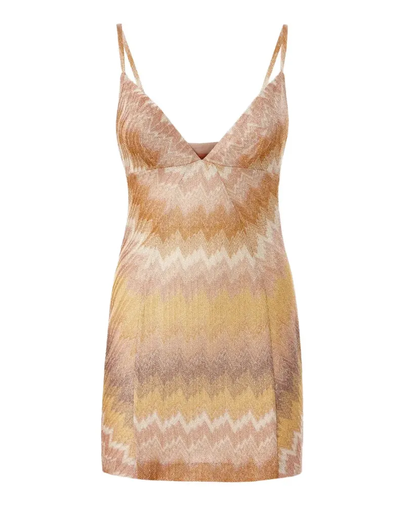 Missoni chevron-pattern spaghetti-strap mini dress - Nude Nude