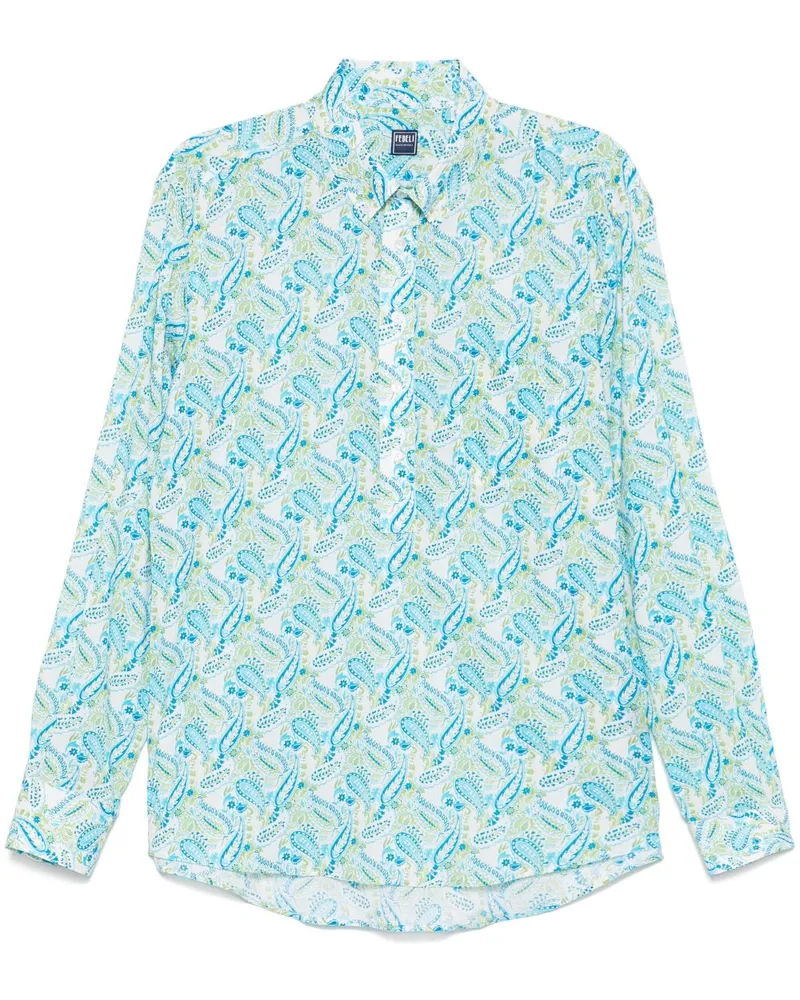 Fedeli Hemd mit Paisleymuster - Blau Blau