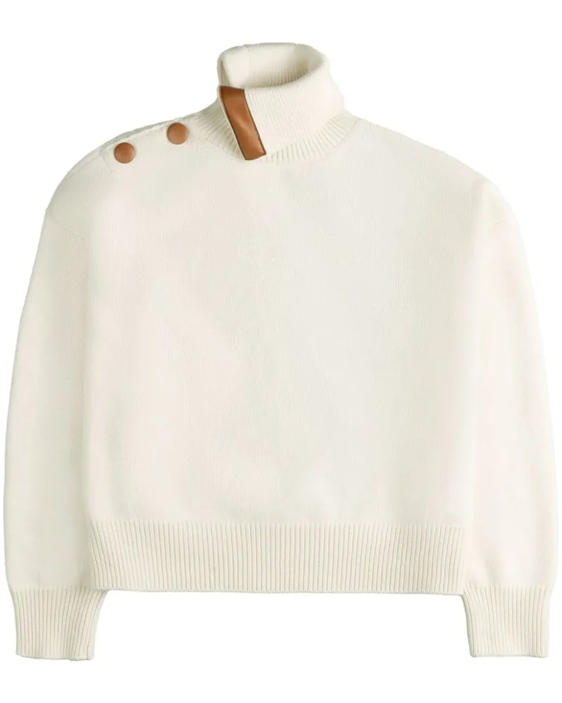 TOD'S Gestrickter Pullover mit geripptem Kragen - Weiß Weiß