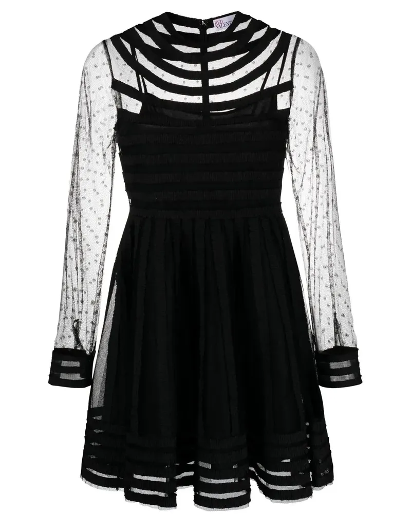 RED Valentino Point d'Esprit Kleid - Schwarz Schwarz