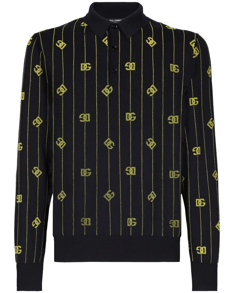 Dolce & Gabbana Poloshirt mit Jacquard-Logo - Schwarz Schwarz