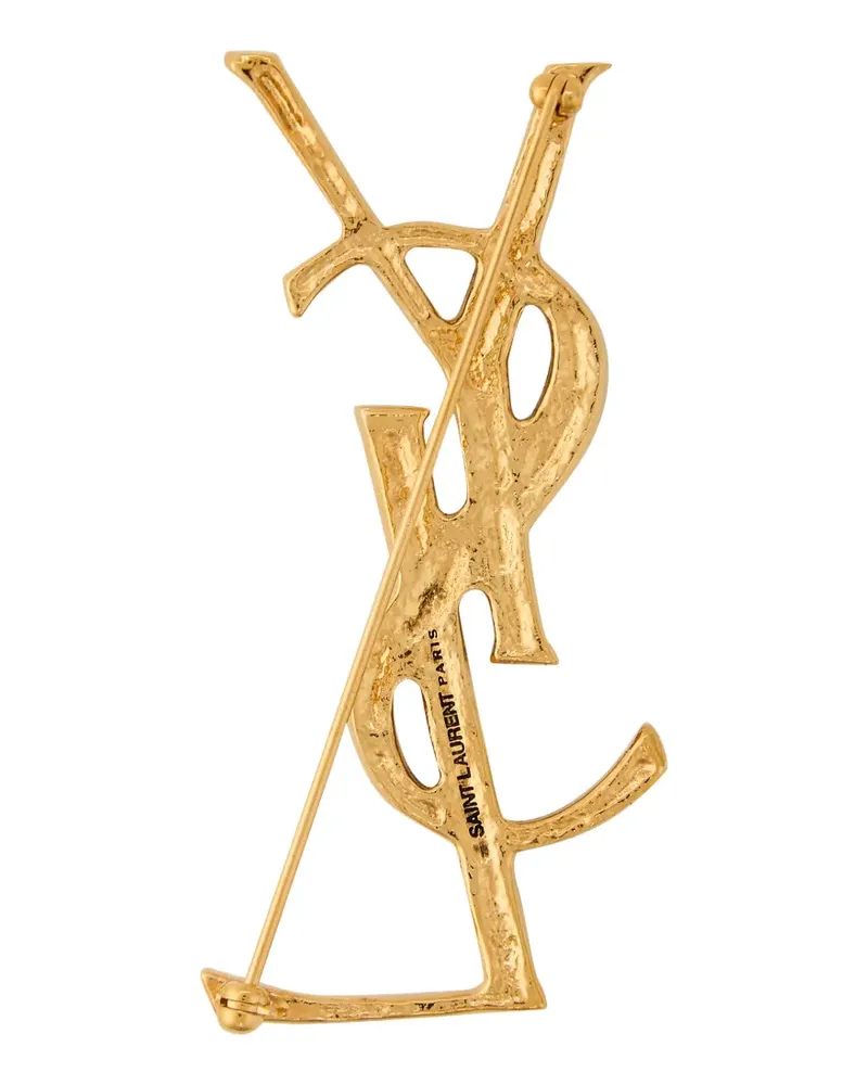 Saint Laurent embossed monogram brooch - Gold Gold