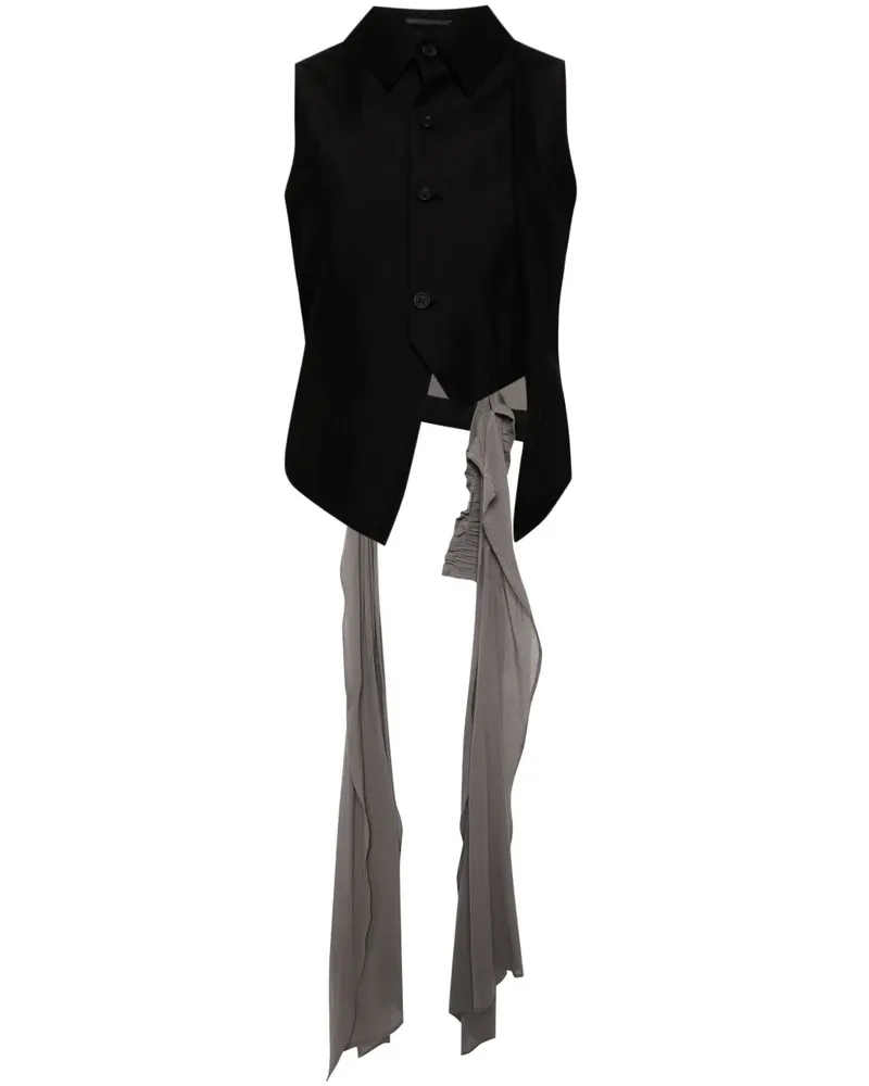 Yohji Yamamoto Drapierte Weste - Schwarz Schwarz