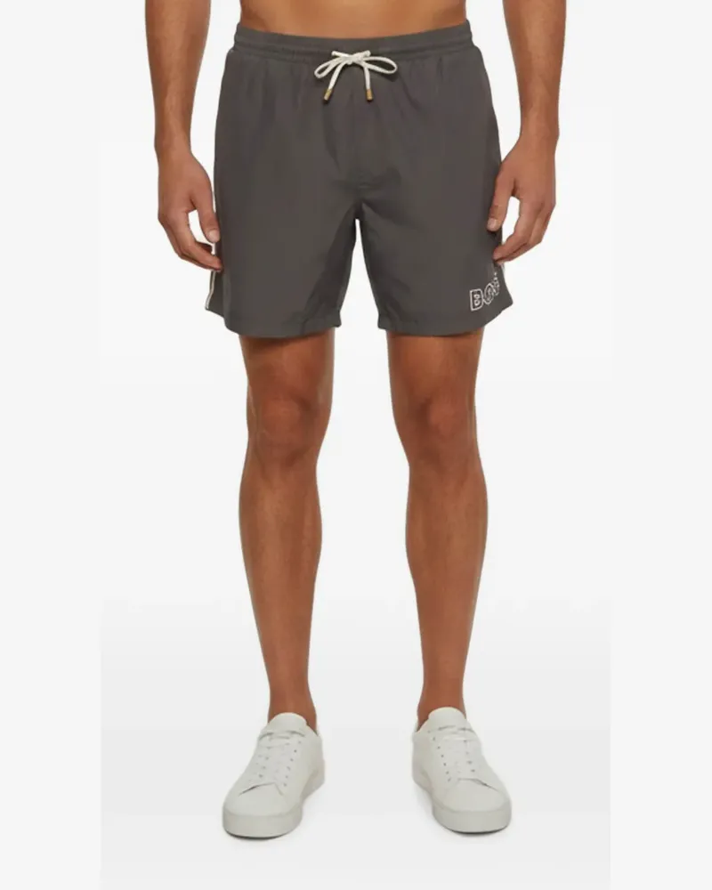 HUGO BOSS Starfish Badeshorts mit Logo-Print - Grau Grau