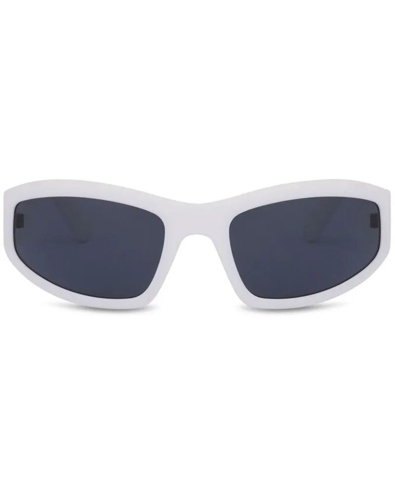 Moschino Sonnenbrille im Biker-Look Weiß