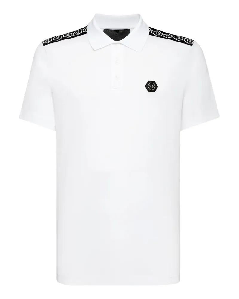 Philipp Plein monogram-tape logo-badge polo shirt - Weiß Weiß