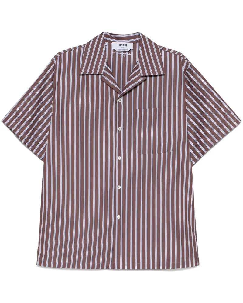 MSGM Gestreiftes Hemd aus Popeline - Braun Braun