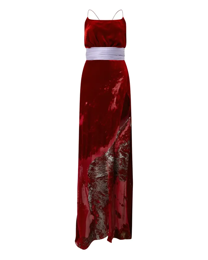 Roberto Cavalli Maxikleid mit Marine-Print - Rot Rot