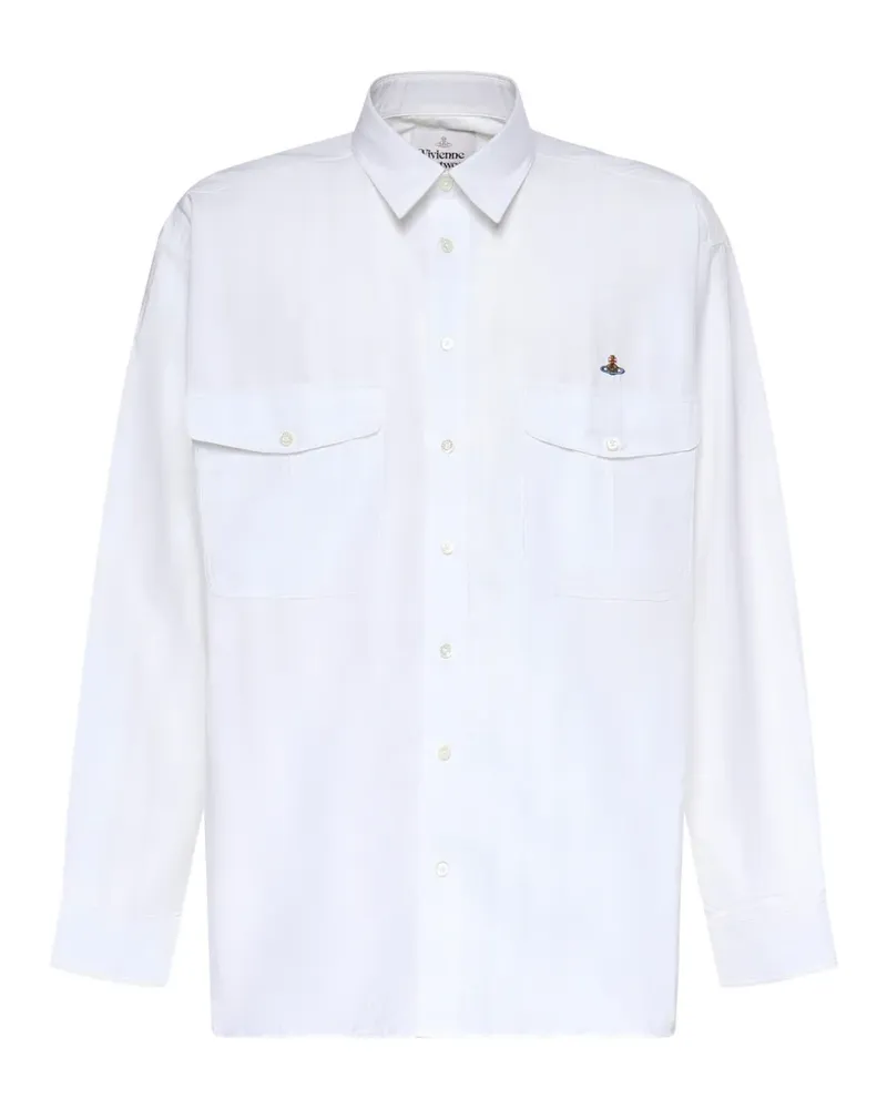 Vivienne Westwood Orb-embroidered striped shirt - Weiß Weiß