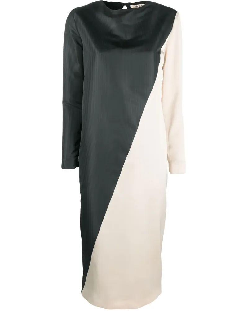 Roberto Cavalli Midikleid mit Satin-Finish - Schwarz Schwarz