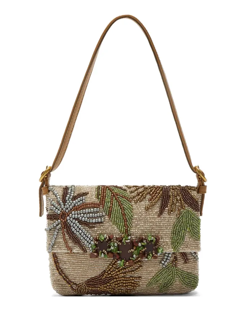Maliparmi beaded floral shoulder bag - Nude Nude