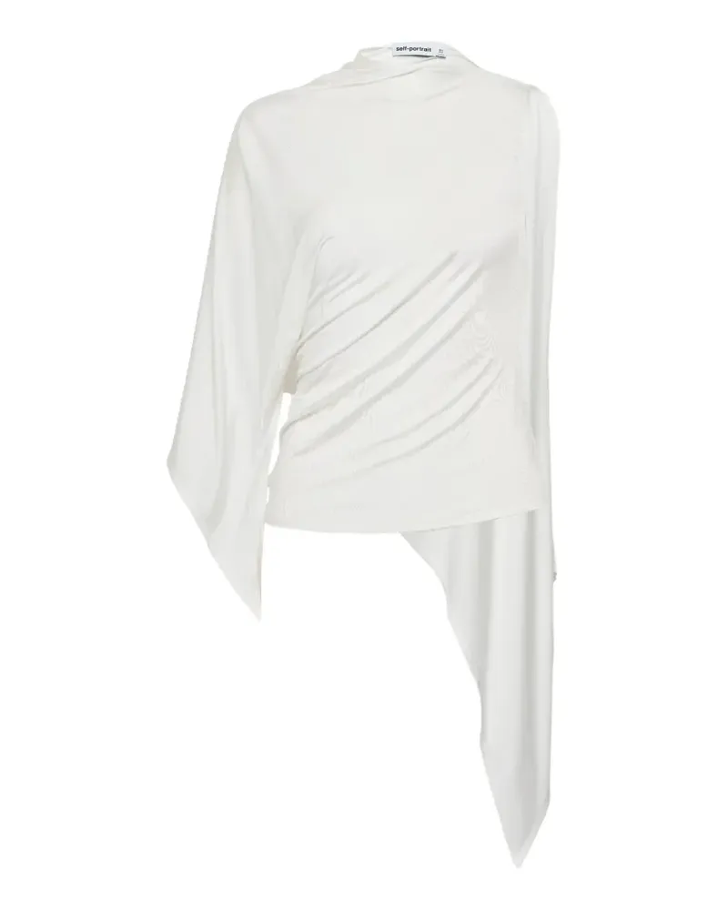 Self-Portrait Drapiertes Oberteil mit lockerem Schnitt - Weiß Weiß