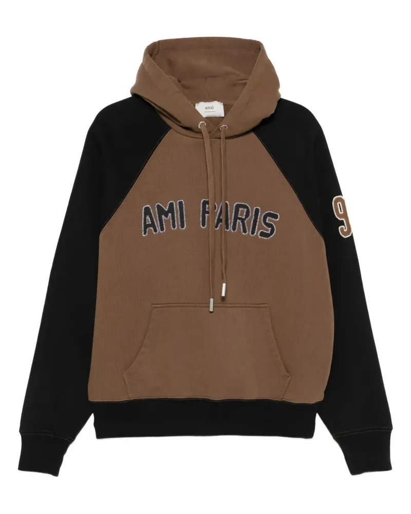 AMI Paris Bestickter Hoodie mit Raglanärmeln - Braun Braun