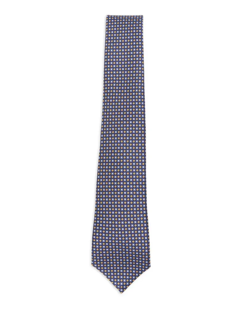 Kiton geometric-print silk tie - Blau Blau