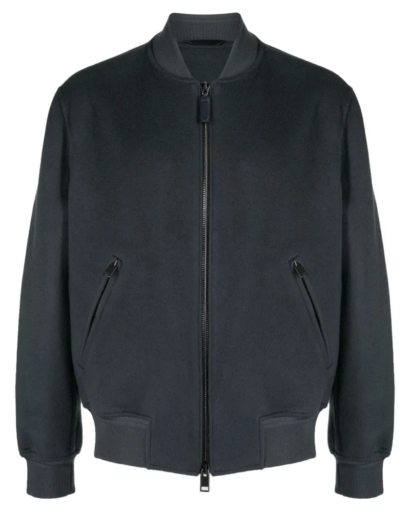 Brioni Wandelbare Bomberjacke aus Wildleder Blau